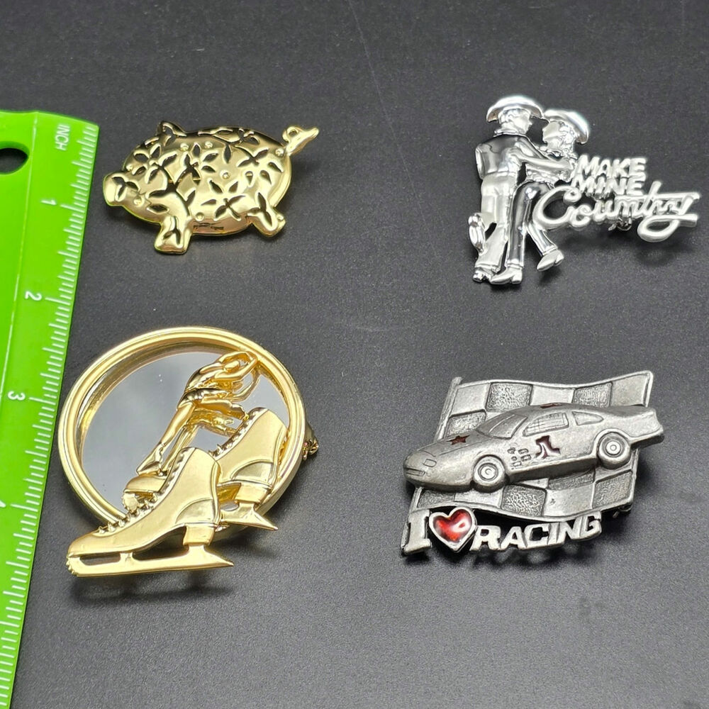 Vintage Danecraft Brooches lot of 4 gold and silver tone